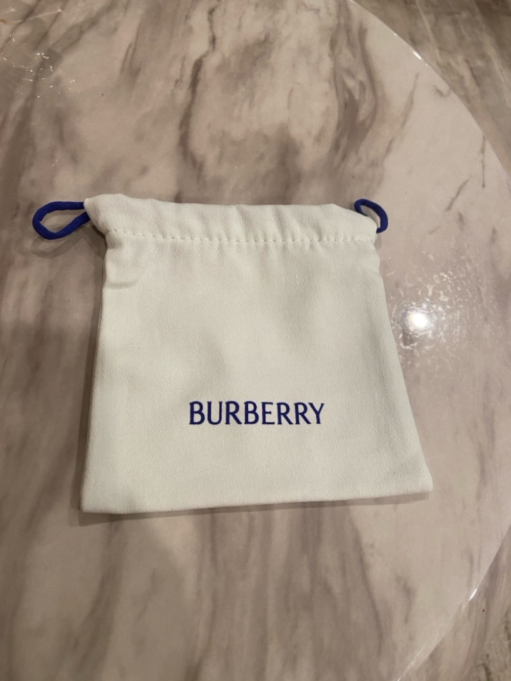 Burberry White and Blue Logo Drawstring Pouch
